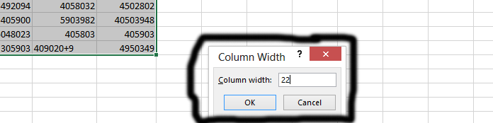 set column width